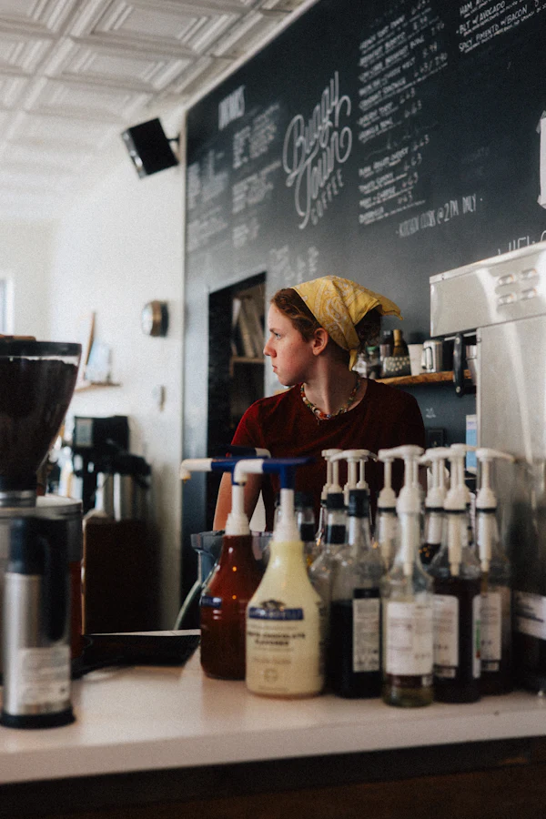 A barista behind the counter