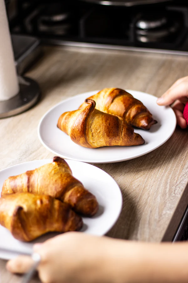 Croissants served on plates
